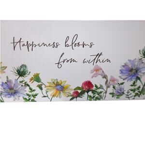 Gerson Intl Wildflower Wooden Sign Happiness Blooms From Within Farmhouse 5 x 18